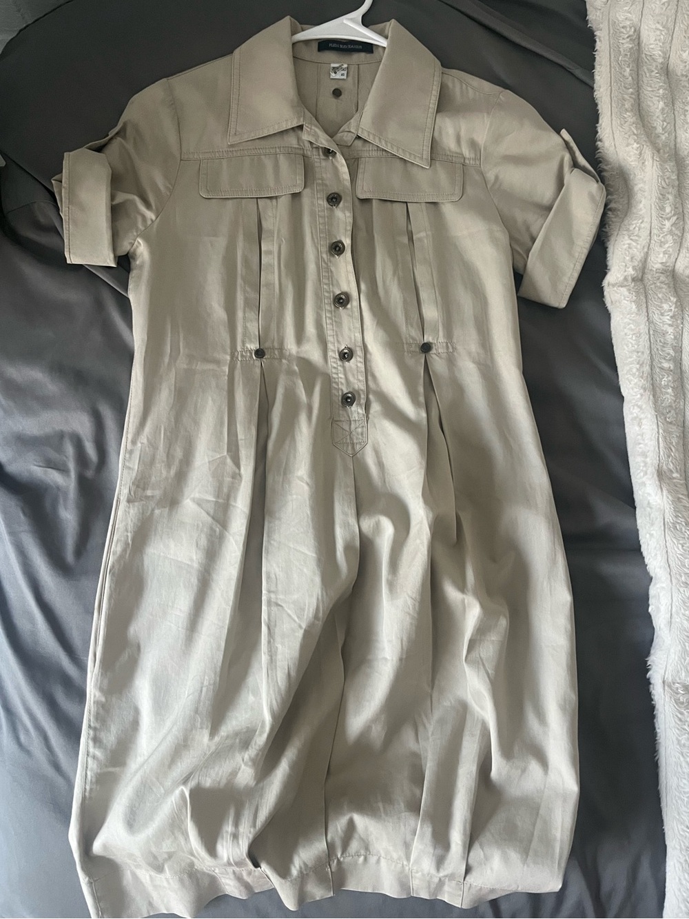 Plein Sud Beige Short-Sleeve Button Front Dress